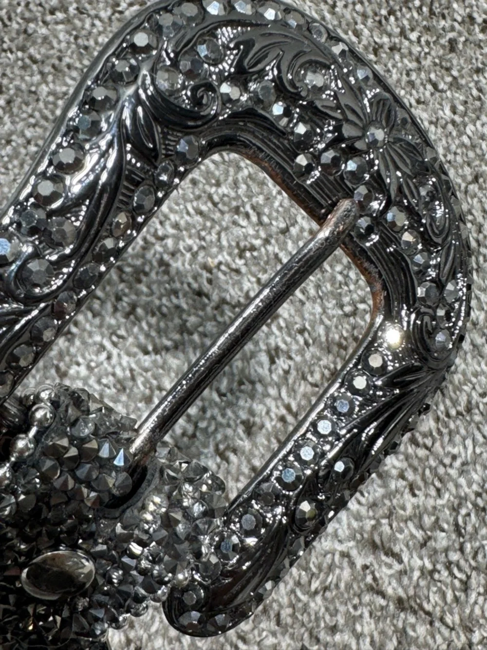 Studded Womens Genuine Leather Belt Women Small Rhinestone Silver Black Western